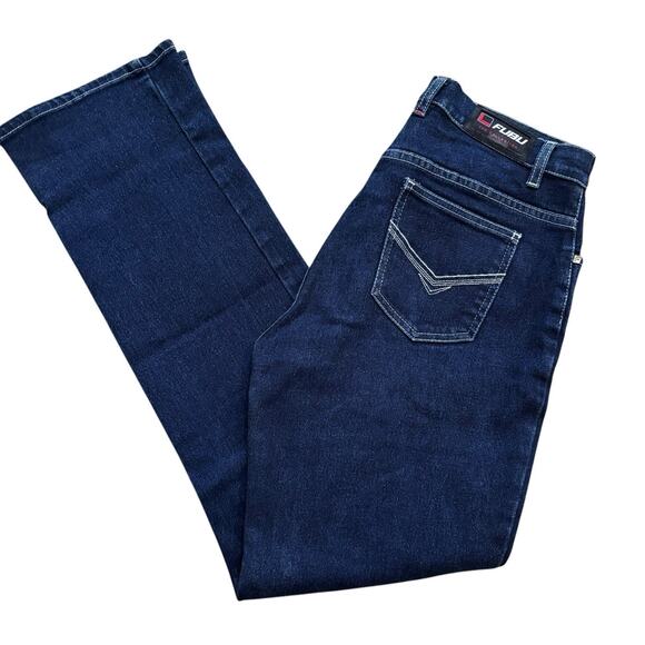 Fubu Women's Dark Blue Jeans Straight Leg Mid Rise Size 9/10 Y2K - Picture 3 of 12